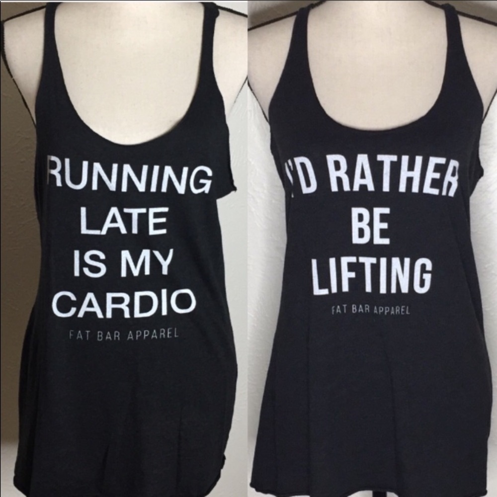 Bundle of 2 Fat Bar Apparel Large Tank Tops